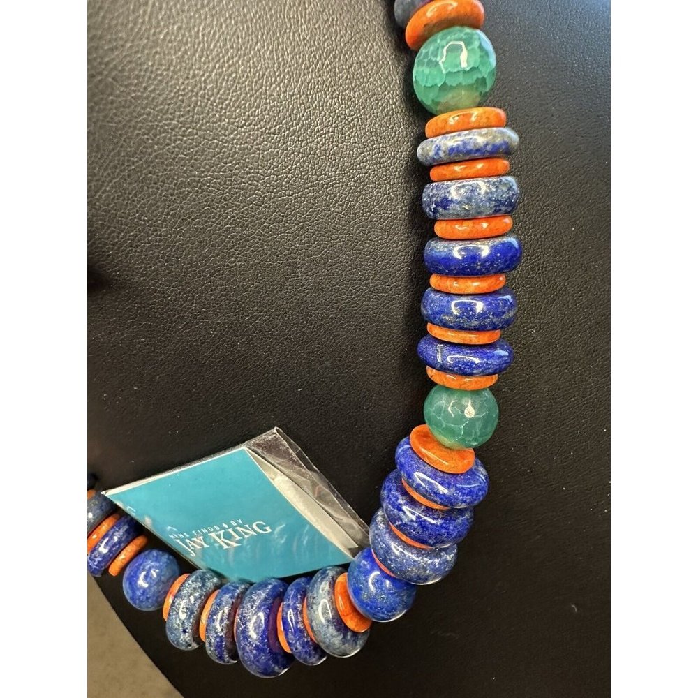 Jay King DTR Desert Rose Trading Sterling Silver Blue Lapis Orange Turq Necklace - Picture 3 of 7